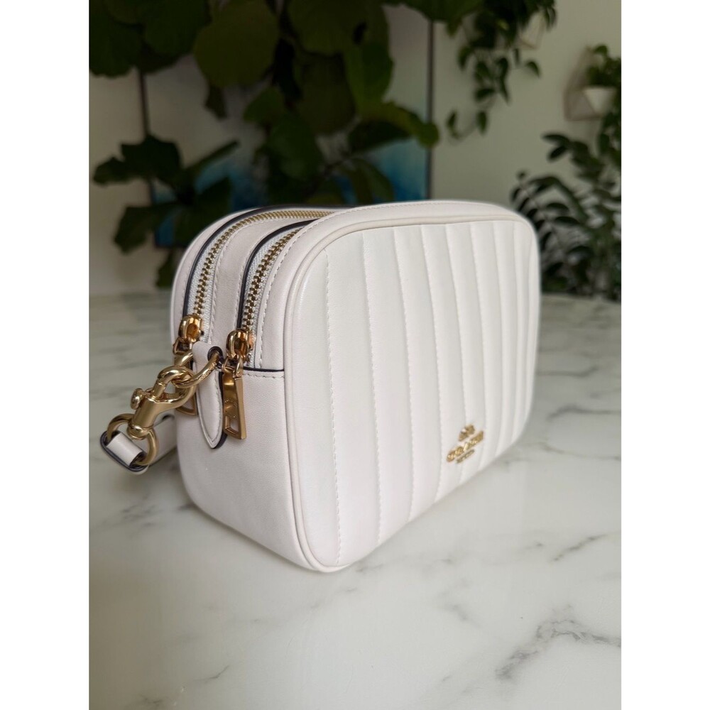 Coach Jes Crossbody With Linear Quilting Gold /Chalk Leather Bag C1569 - Picture 3 of 16